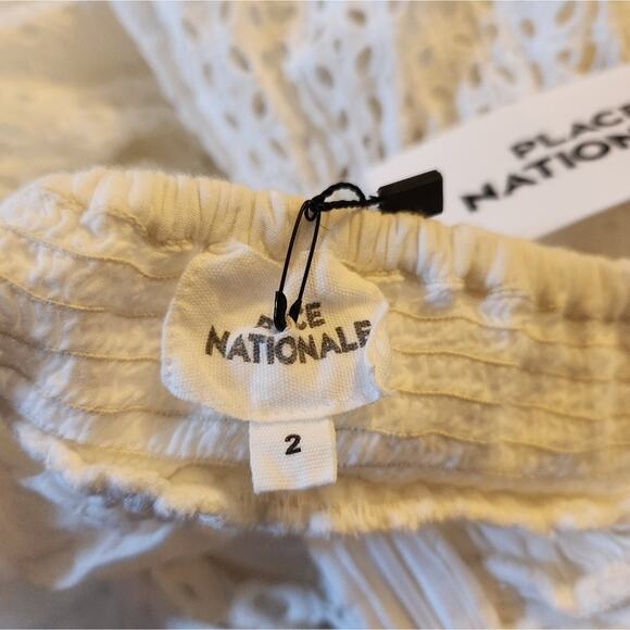 Place Nationale Le Gayan Dress White Eyelet Size 2 US Medium NWT Sleeveless Midi - Picture 10 of 10